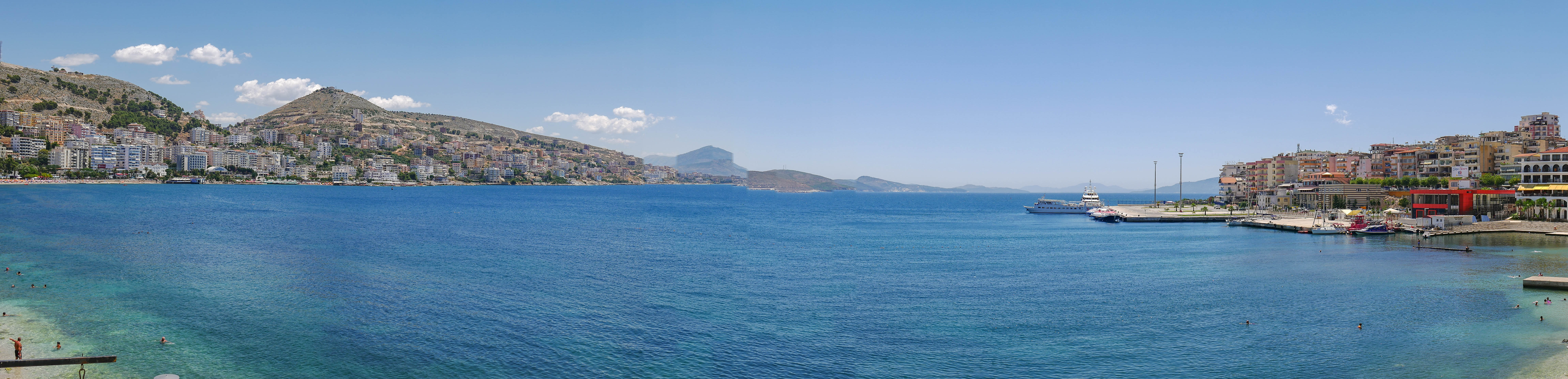 Panoramic view of Sarandë and the Ionian Sea